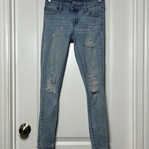 CP Jeans Vintage Y2K Ultra Low Rise Distressed Ripped Skinny Light Wash Jeans